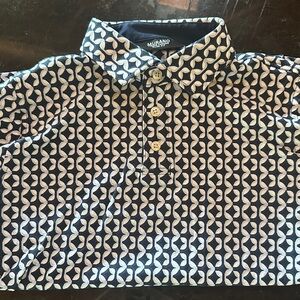 Murano Navy and White Patterned Polo Shirt